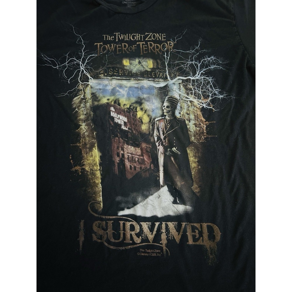 Disney I Survived The Twilight Zone Tower of Terror T-shirt Size XL Unisex Black - Picture 2 of 7
